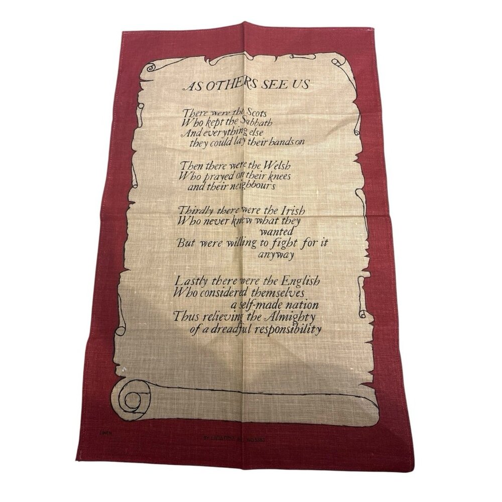 “As Others See Us” Linen tea towel By Linanne Made in‎ U.K. 28 x 18 Diversity